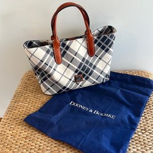 Dooney & Bourke Navy Plaid Brielle Tote